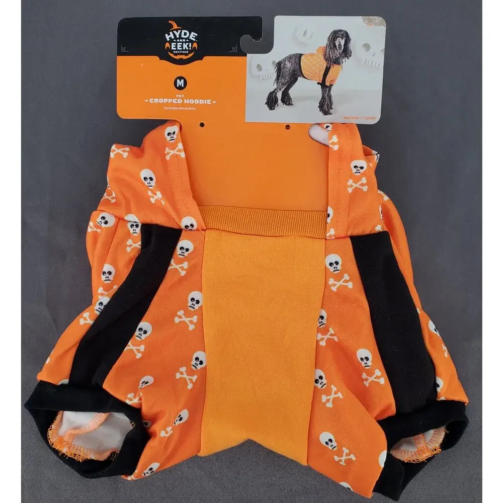 Hyde and Eek Halloween Skull Pet‎ Cropped Hoodie Medium New